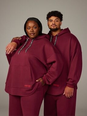 Savage x Fenty Essential Scope Logo Oversized Hoodie Unisex XL Plum Fleece Cozy